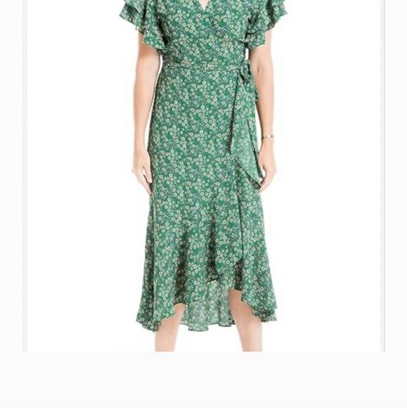 NWT $128 Max Studio Ruffle Wrap Floral Dress - Picture 12 of 12